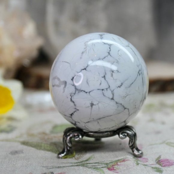 Other - Howlite Crystal Sphere, All Polish 71.5mm